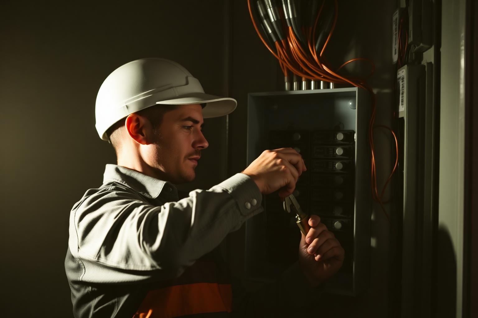 BBElectrical contractor working on consumer unit in Leeds